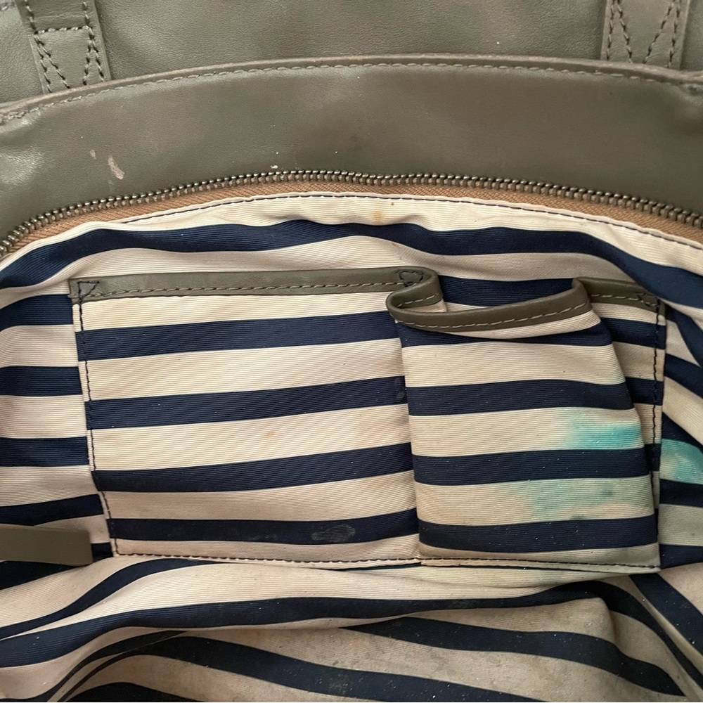 Splendid Large Leather Satchel Bag w/dust cloth Tan & Cream *flaws* - Picture 12 of 16